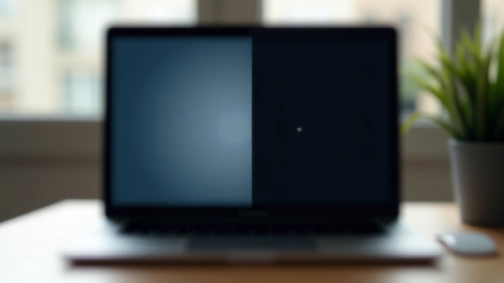 Laptop-Bildschirm zeigt helles und dunkles Design nebeneinander mit Umschalter-Element